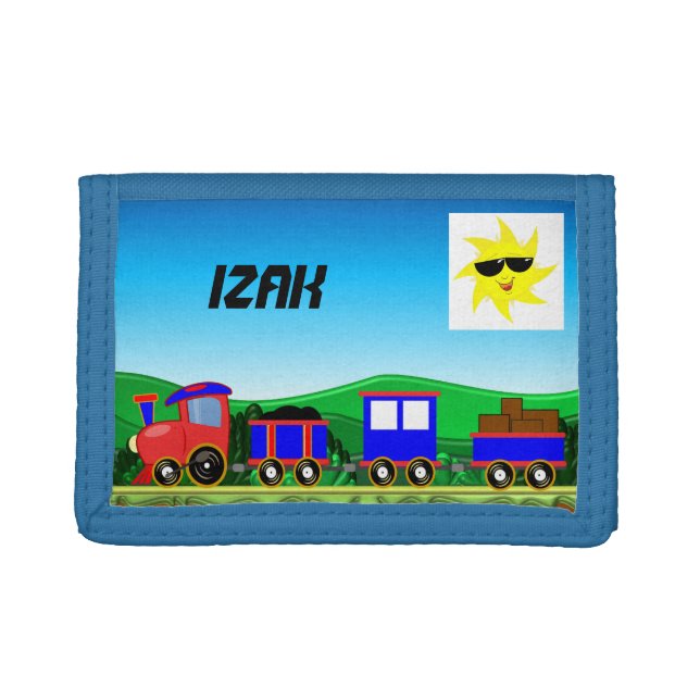 PERSONALIZED KIDS BOYS WALLET, TRAIN WALLET (Front)