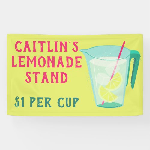 Personalized Kids Bright Lemonade Stand Banner