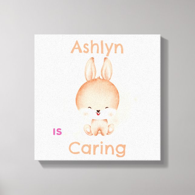 Personalized Kids Bunny Art | Nursery Deco Canvas Print (Front)