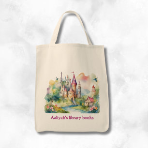 Personalized Kid's Castle Two Library Book Tote Bag
