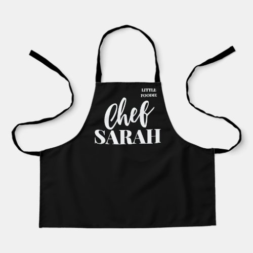 Personalized Kids Chef Apron  Little Foodie Black