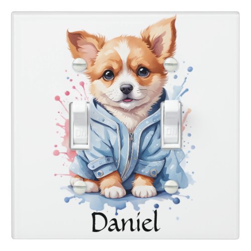 Personalized Kids Childâs Name Puppy  Light Switch Cover