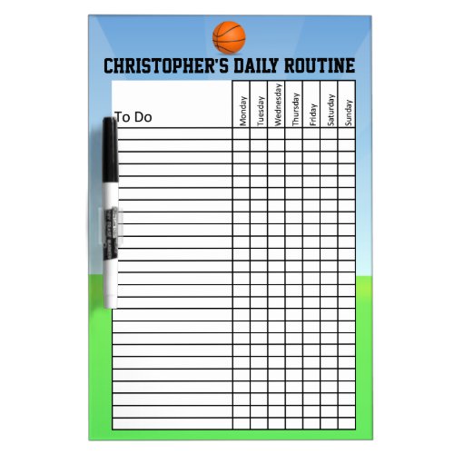 Personalized Kids ChoreDaily Routine Chart Dry_Erase Board