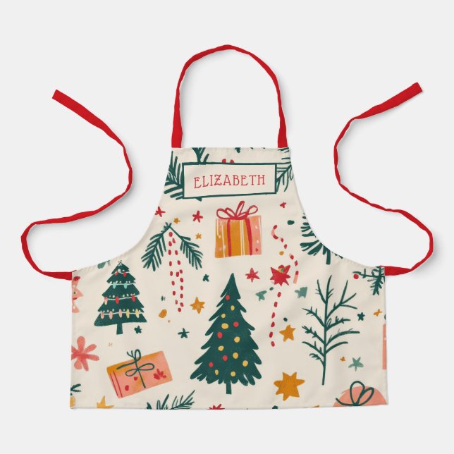 Personalized Kids Christmas Baking  Apron (Front)