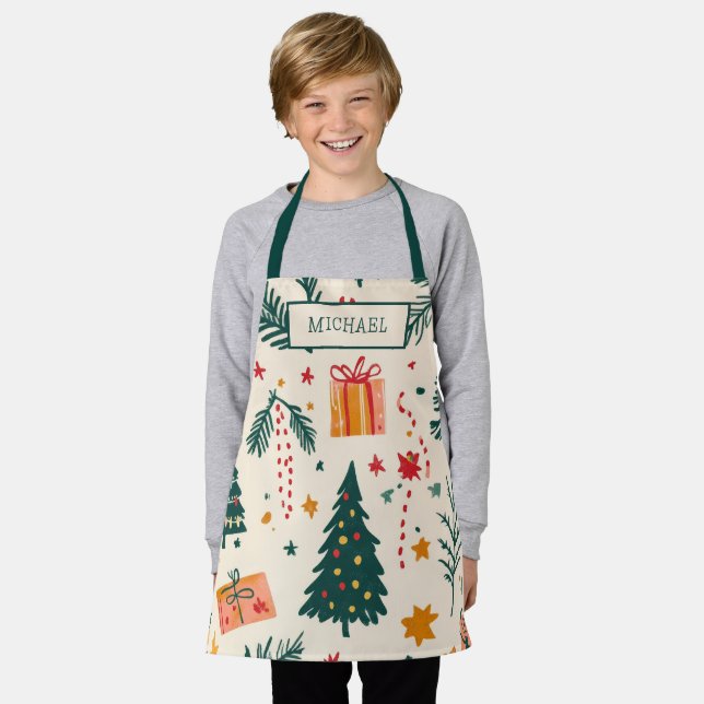 Personalized Kids Christmas Baking  Apron (Worn)