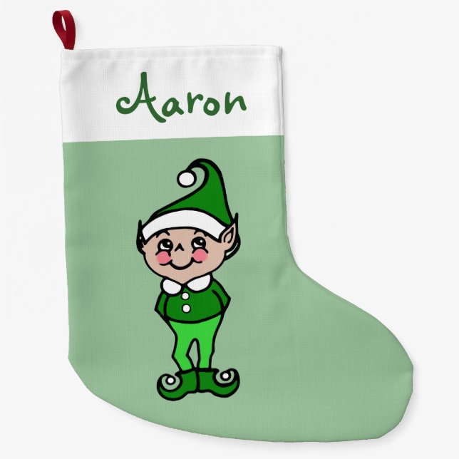 Personalized Kids Christmas Elf Stocking (Front)