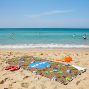 Personalized Kids Construction Vehicles  Beach Towel