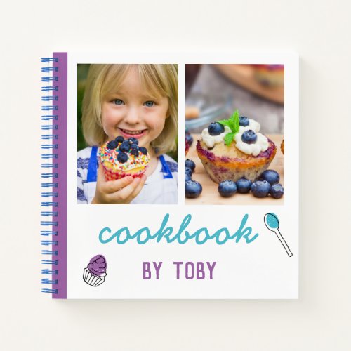 Personalized Kids Cookbook Add Photo  Notebook