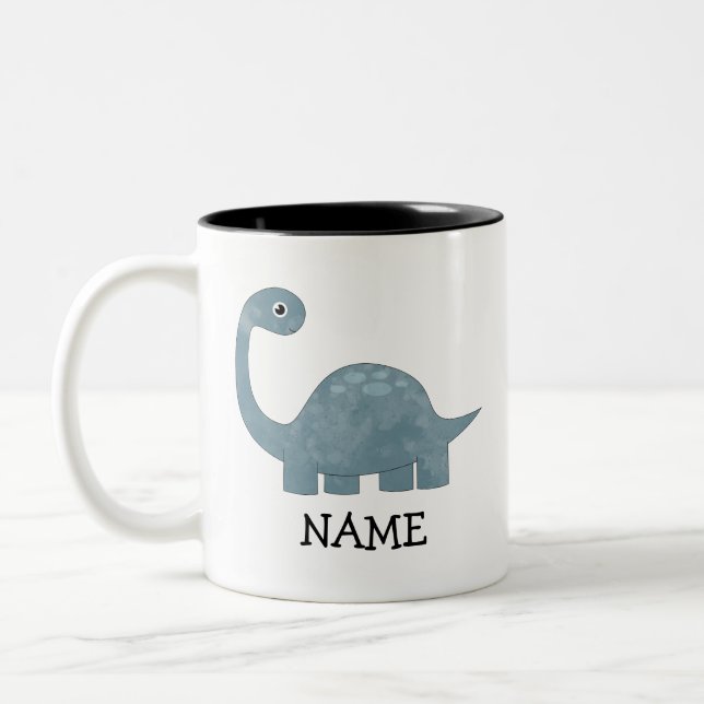 Personalized Kids Custom Dinosaur Two-Tone Coffee Mug (Left)