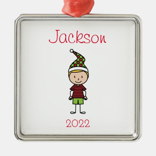 Personalized Kids Cute Christmas Character Metal Ornament