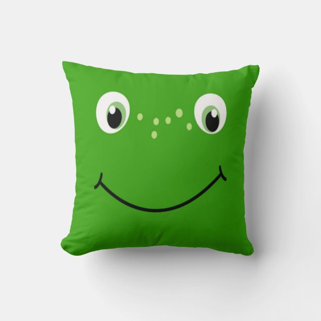 Personalized Kid's Cute Frog Amphibian Pillow (Front)