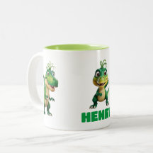 Personalized Kids Cute Green Anime Dinosaur Mug