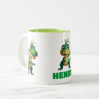 Personalized Kids Cute Green Anime Dinosaur Mug
