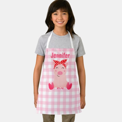 Personalized Kids Cute Pig All Over Print Apron