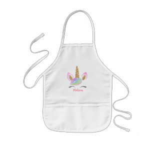 Personalized Kids Cute Unicorn Rainbow Monogram Kids' Apron