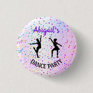Personalized Kids Dance Party Colorful Stars Button