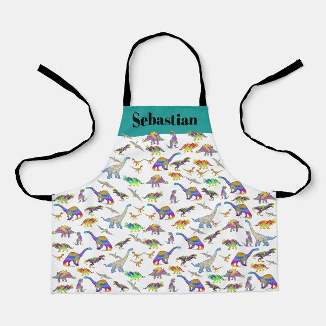 Personalized Kids Dinosaur Apron (Front)