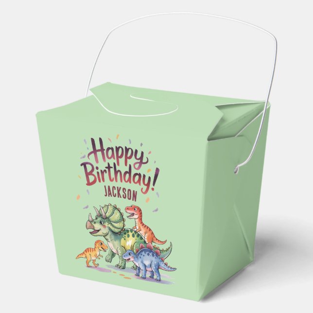 Personalized Kids Dinosaur Birthday  Favor Boxes (Front)