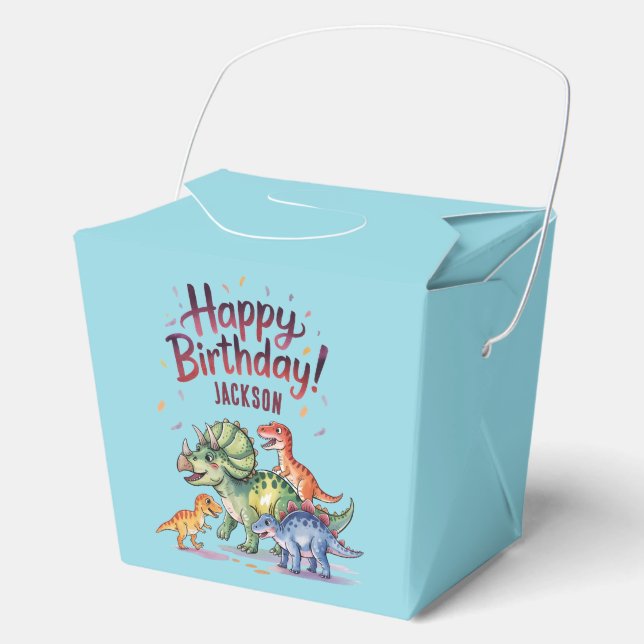 Personalized Kids Dinosaur Birthday  Favor Boxes (Front)