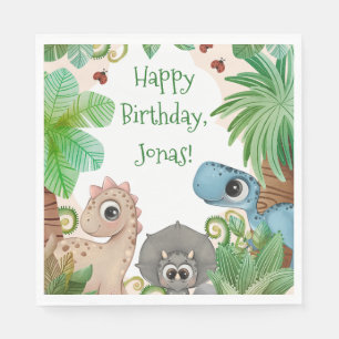 Personalized Kids Dinosaur Birthday Napkins