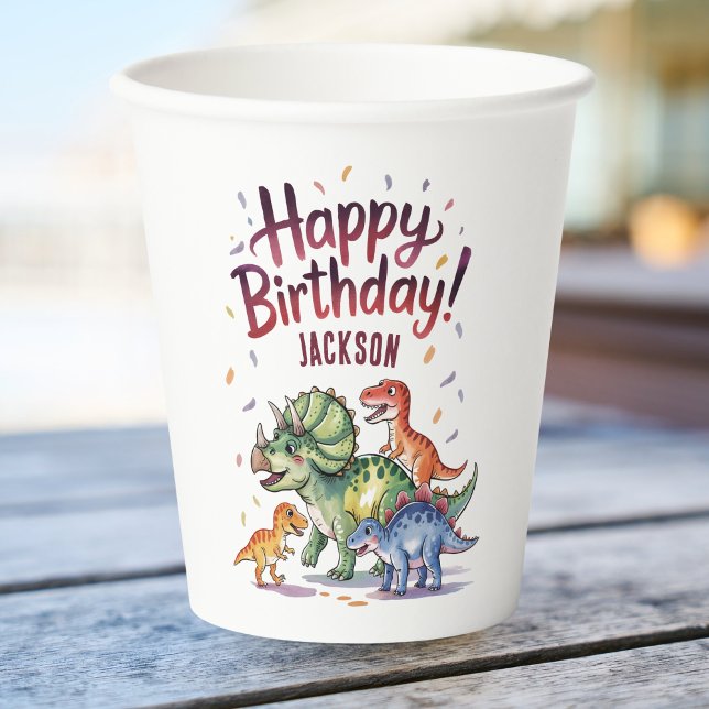 Personalized Kids Dinosaur Birthday Paper Cups (Creator Uploaded)
