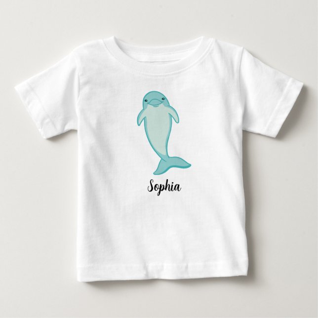 Personalized Kids Dolphin Girls Baby T-Shirt (Front)