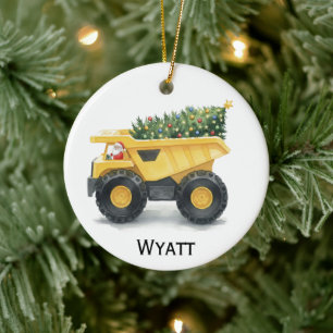 Personalized Kids Dump Truck Christmas Ornament 