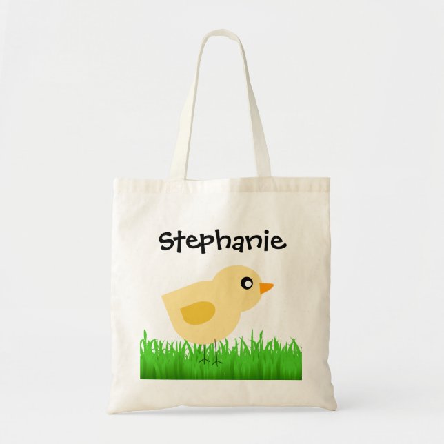 Personalized Kid's Easter Egg Hunt Cute Chick Tote Bag (Front)