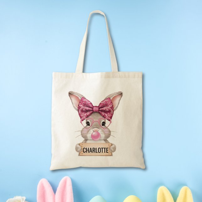 Personalized Kids Easter Tote Bag with Bunny  (Personalized Kids Easter Tote Bag with Bunny)