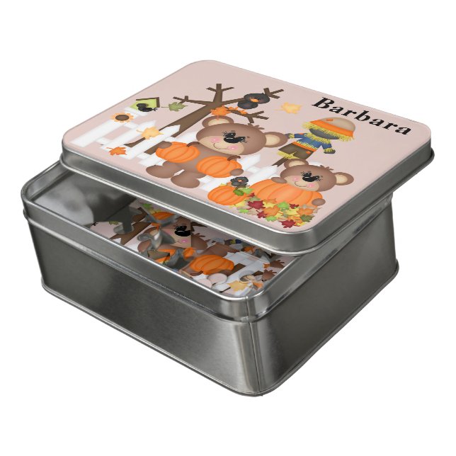 Personalized Kids Fall Pumpkin Puzzle (Lid Open)