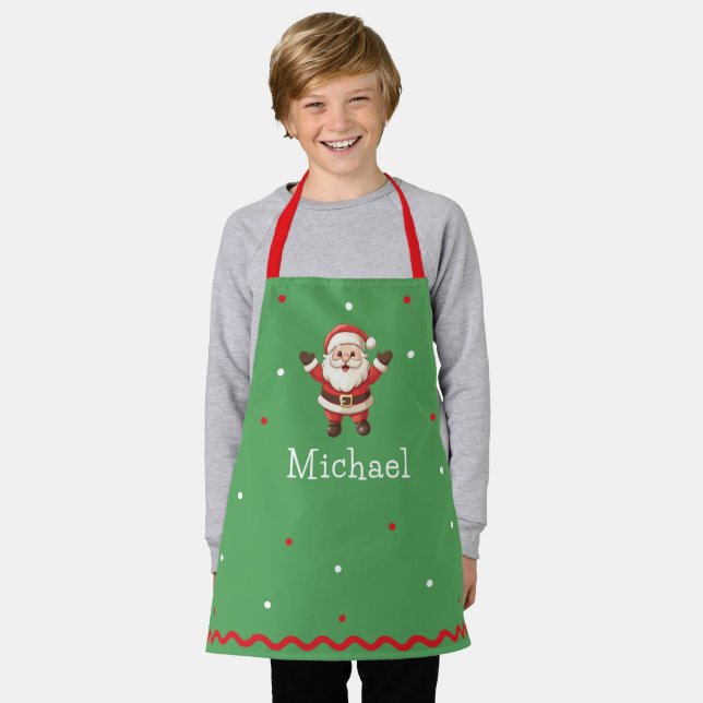 Personalized Kids Festive Christmas Baking  Apron (Worn)