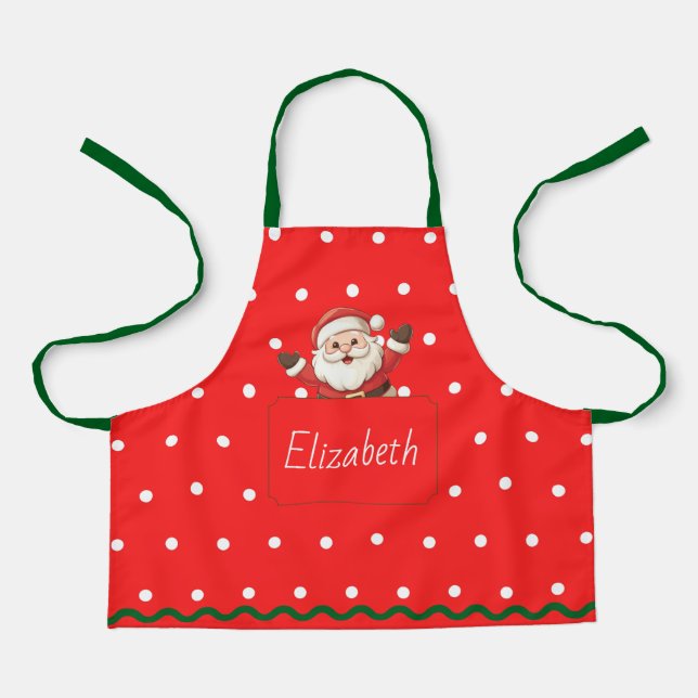 Personalized Kids Festive Christmas Baking  Apron (Front)