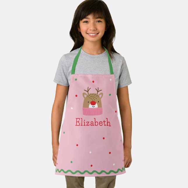 Personalized Kids Festive Reindeer Christmas  Apron (Insitu)