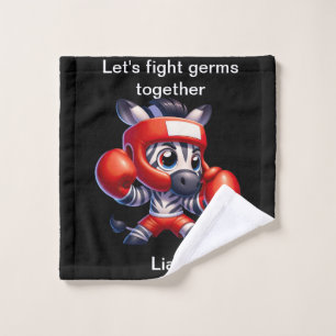 Personalized kids fight germs together wash cloth