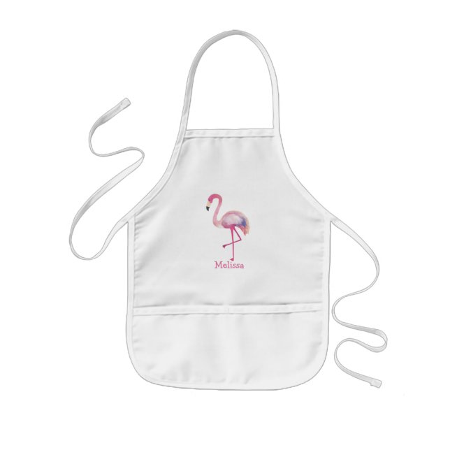 Personalized Kids Flamingo Pink Summer Monogram Kids' Apron (Front)