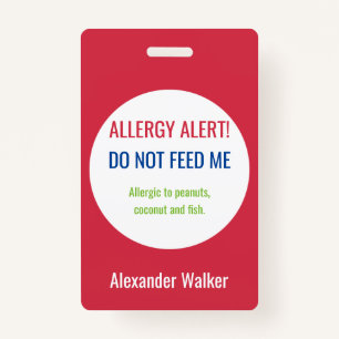 Personalized Kids Food Allergy Alert Customized Badge