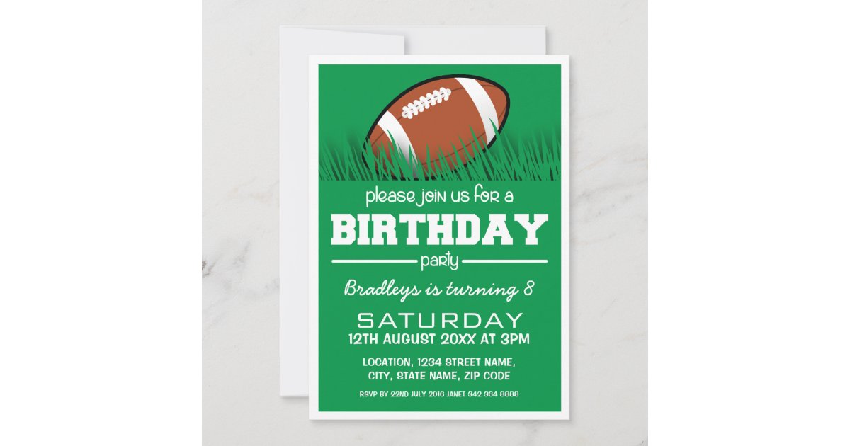 PERSONALIZED KIDS FOOTBALL BIRTHDAY INVITATION | Zazzle