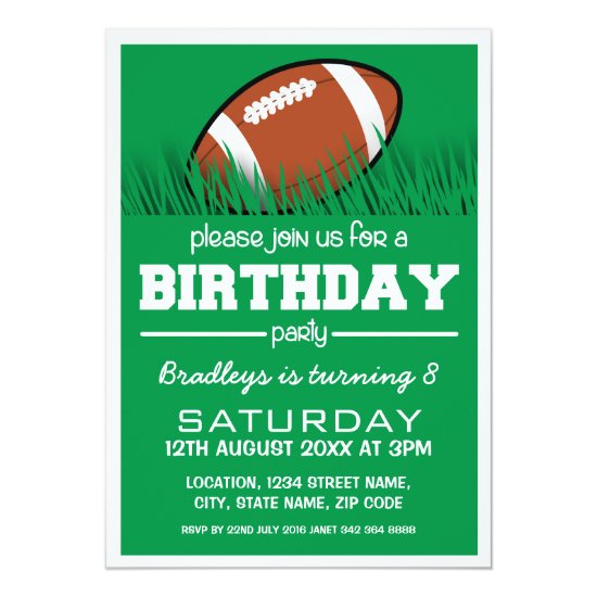 PERSONALIZED KIDS FOOTBALL BIRTHDAY INVITATION