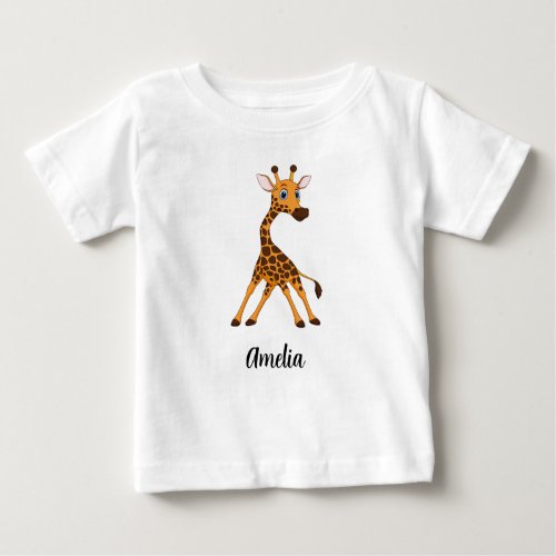 Personalized Kids Giraffe Girls Baby T_Shirt