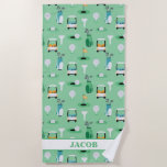 Personalized Kids Golfer Golfcart Golfing Sporty Beach Towel