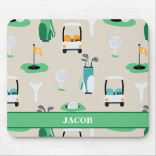 Personalized Kids Golfer Golfcart Golfing Sporty Mouse Pad