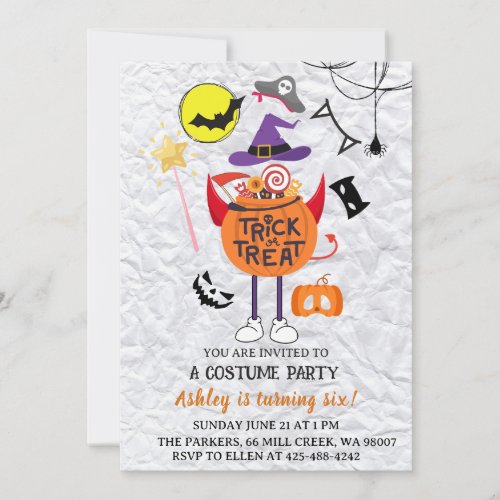 Personalized Kids Halloween Birthday Costume Invitation