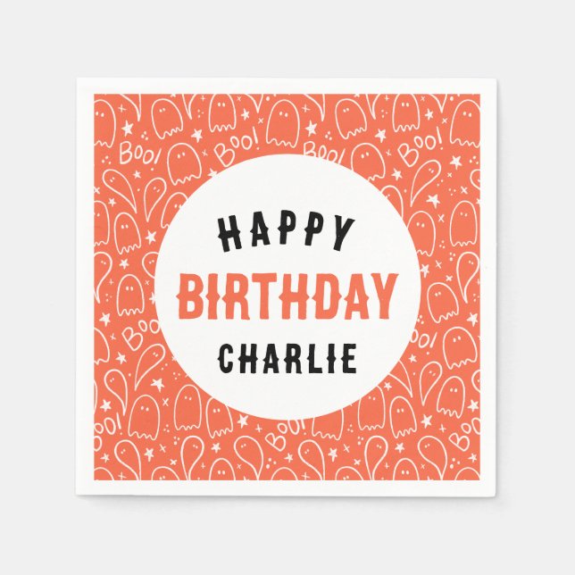 Personalized Kids Halloween Birthday Party Napkins (Front)