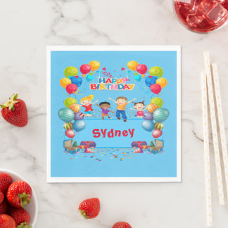 Personalized Kids Happy Birthday Luncheon Napkins
