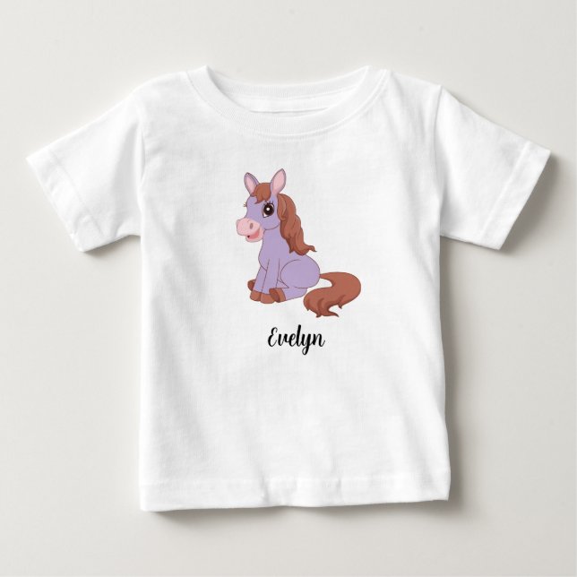Personalized Kids Horse Girls Baby T-Shirt (Front)