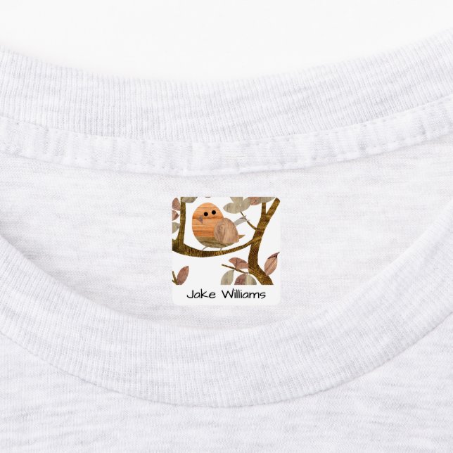 Personalized kids label with bird illustration (Affixed)