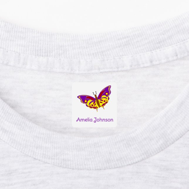 Personalized kids label with butterfly (Affixed)