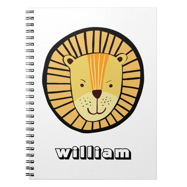 Personalized Kids Lion Jungle Animal Name Notebook (Front)