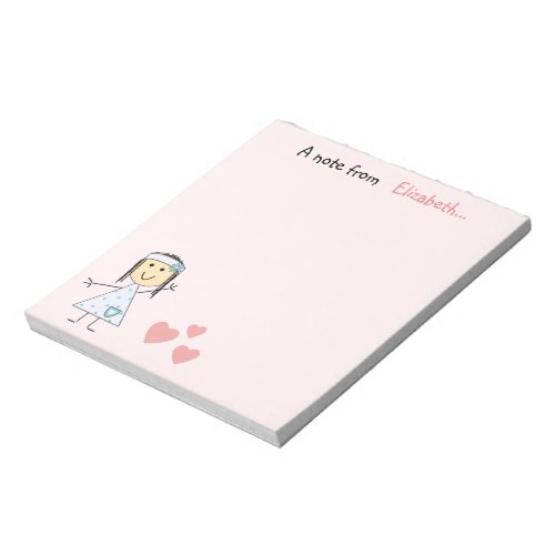 Personalized Kids little stick girl pink Notepad