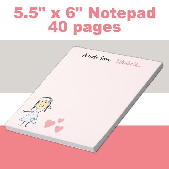 Personalized Kids little stick girl pink Notepad (Creator Uploaded)